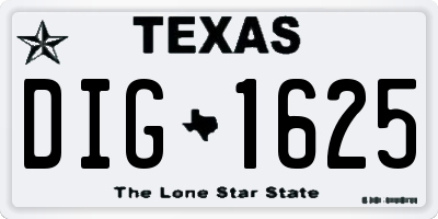 TX license plate DIG1625