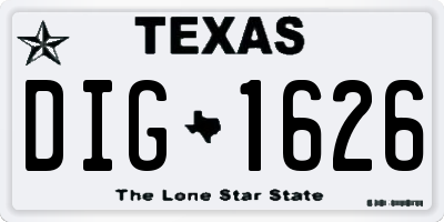 TX license plate DIG1626