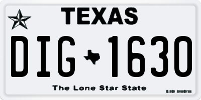 TX license plate DIG1630