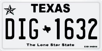 TX license plate DIG1632