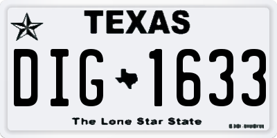 TX license plate DIG1633