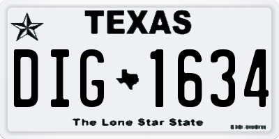 TX license plate DIG1634