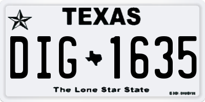 TX license plate DIG1635