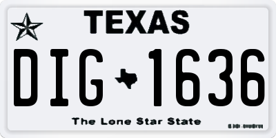 TX license plate DIG1636
