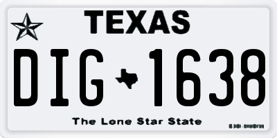 TX license plate DIG1638