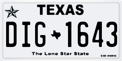 TX license plate DIG1643