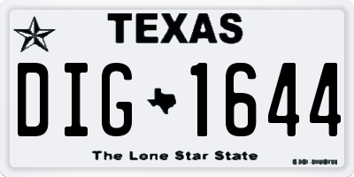 TX license plate DIG1644