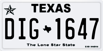 TX license plate DIG1647