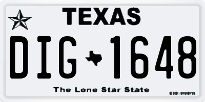 TX license plate DIG1648