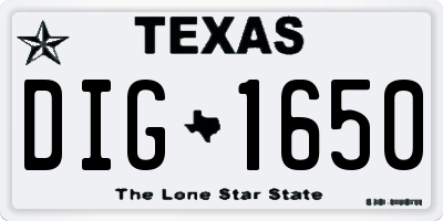 TX license plate DIG1650