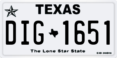 TX license plate DIG1651