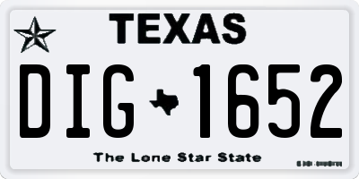 TX license plate DIG1652