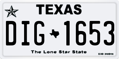 TX license plate DIG1653