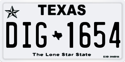 TX license plate DIG1654
