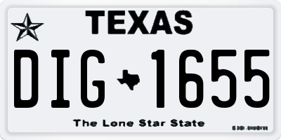 TX license plate DIG1655