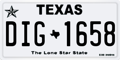 TX license plate DIG1658
