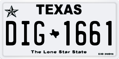 TX license plate DIG1661