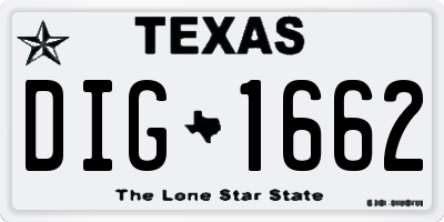 TX license plate DIG1662
