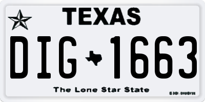 TX license plate DIG1663