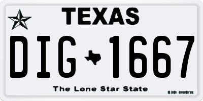 TX license plate DIG1667