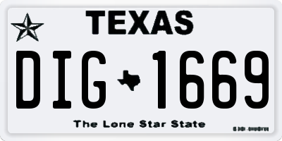 TX license plate DIG1669