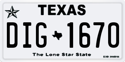 TX license plate DIG1670