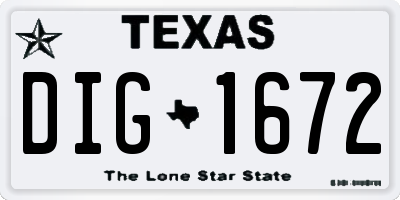 TX license plate DIG1672