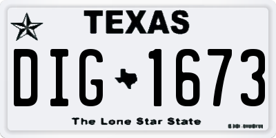 TX license plate DIG1673