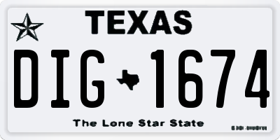 TX license plate DIG1674