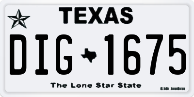TX license plate DIG1675
