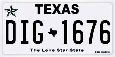 TX license plate DIG1676