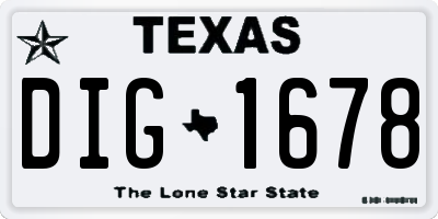 TX license plate DIG1678