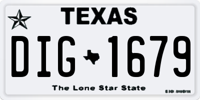 TX license plate DIG1679