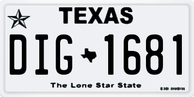 TX license plate DIG1681