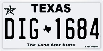 TX license plate DIG1684