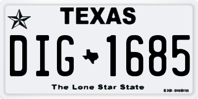 TX license plate DIG1685