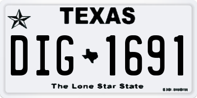 TX license plate DIG1691