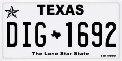 TX license plate DIG1692