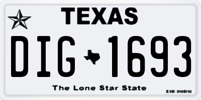TX license plate DIG1693