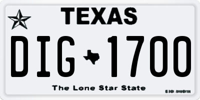 TX license plate DIG1700