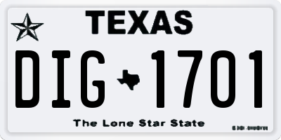 TX license plate DIG1701