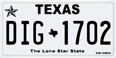 TX license plate DIG1702