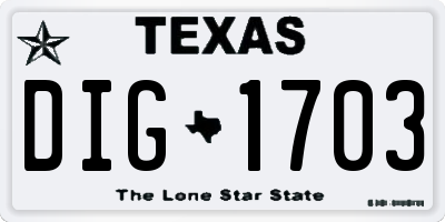 TX license plate DIG1703