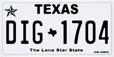 TX license plate DIG1704