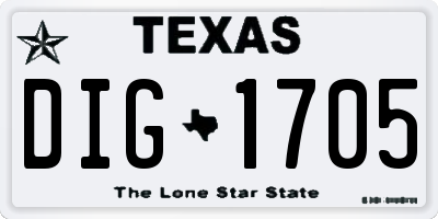 TX license plate DIG1705