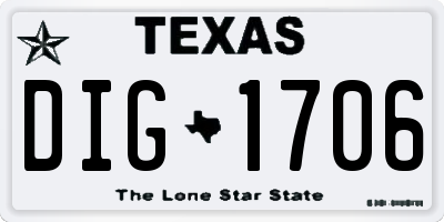 TX license plate DIG1706