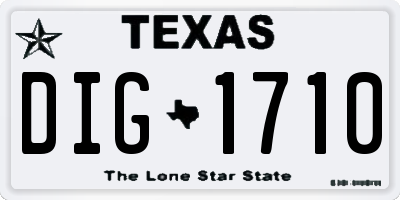 TX license plate DIG1710