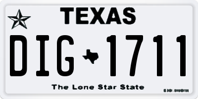 TX license plate DIG1711