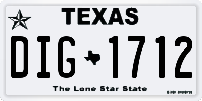 TX license plate DIG1712