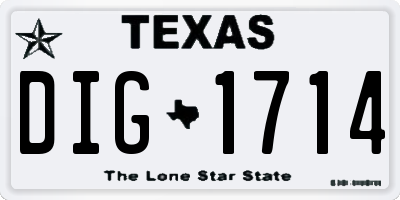 TX license plate DIG1714